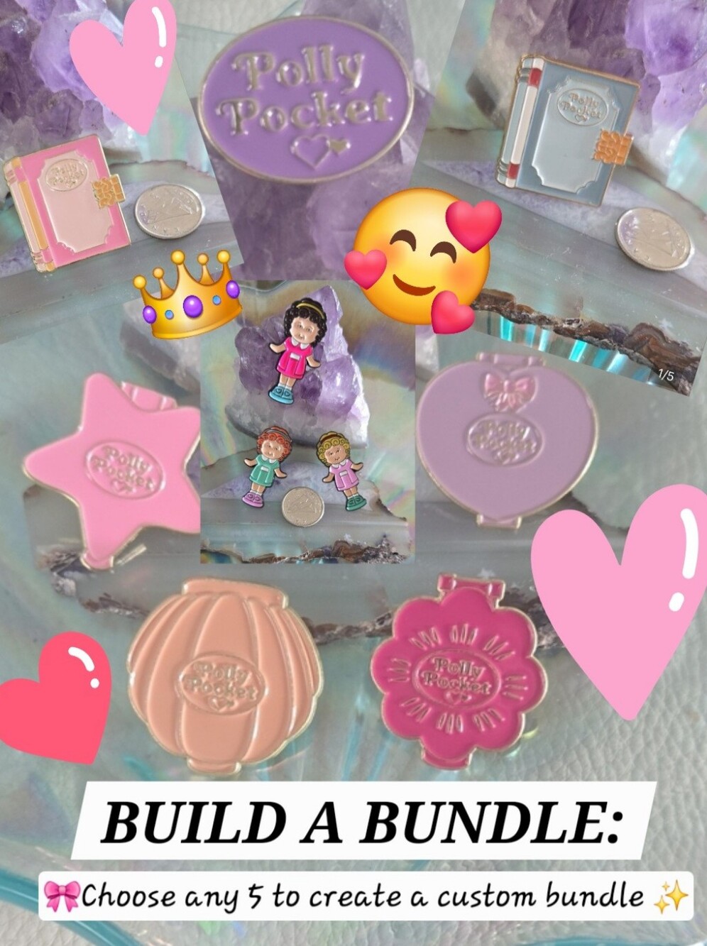 🌸 CHOOSE YOUR OWN 5 Bundle Any 5 Polly Pocket 90s Nostalgia Enamel Collection